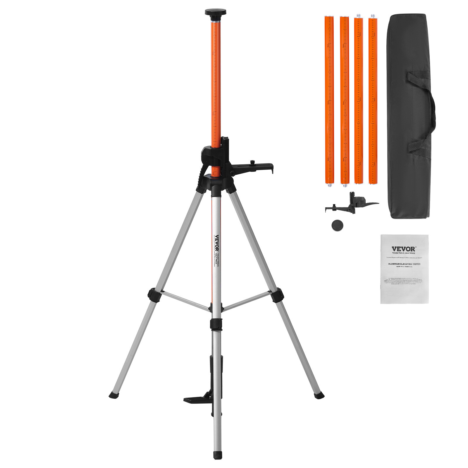 VEVOR Laser Level Tripod 1/4″-20 & 5/8″-11 Thread 40.94-133.85 in Height Adjust