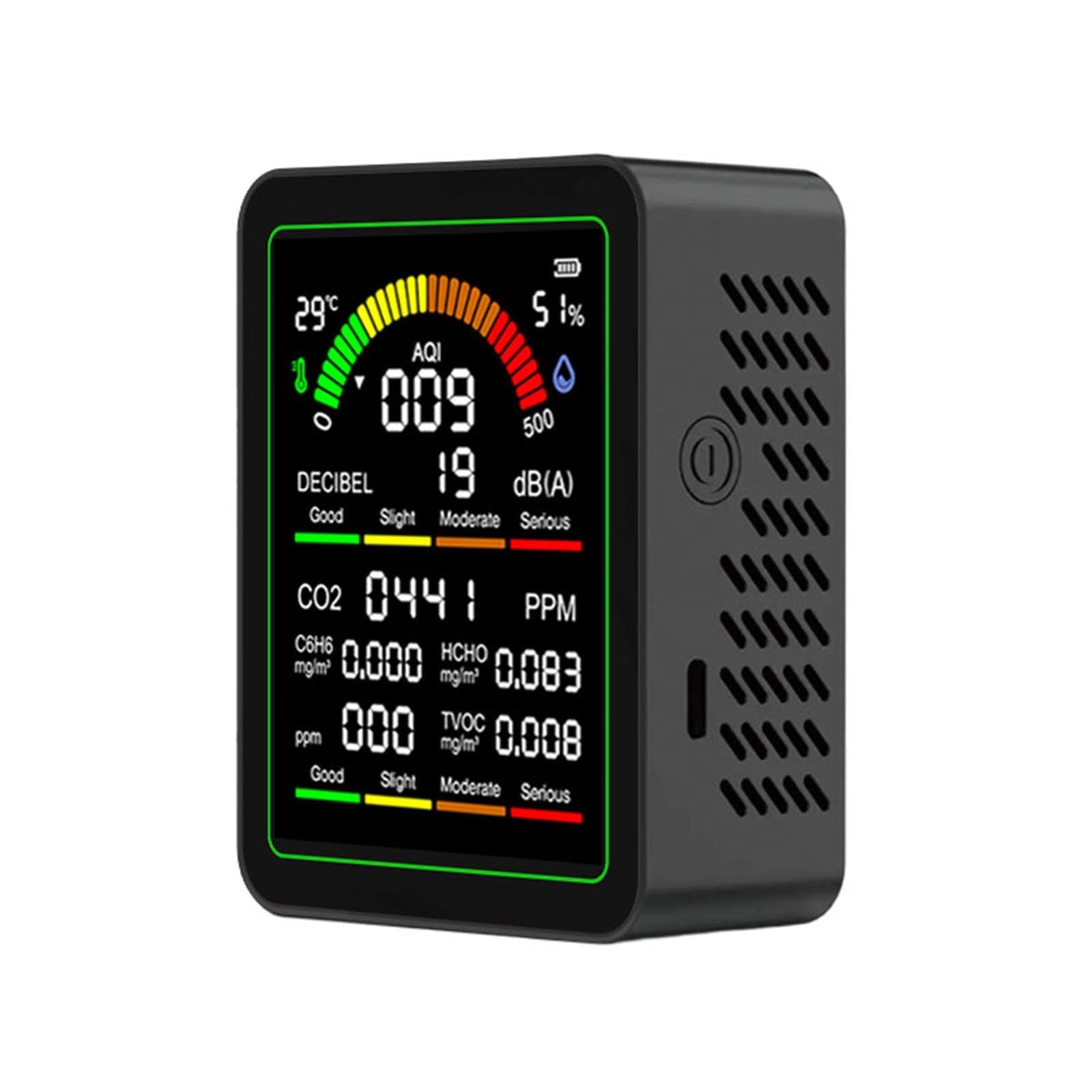 10-in-1 Indoor Air Quality Monitor – Portable Tester for CO2, HCHO, TVOC, Temp &
