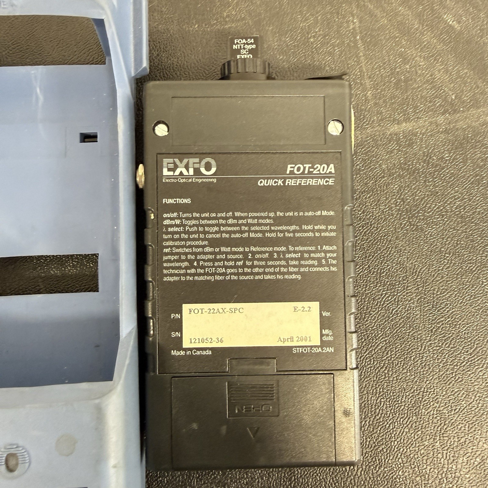 EXFO Engineering Fiber Optic Tester Technology FOT-20A EXFO FOA-54 SC Adapter