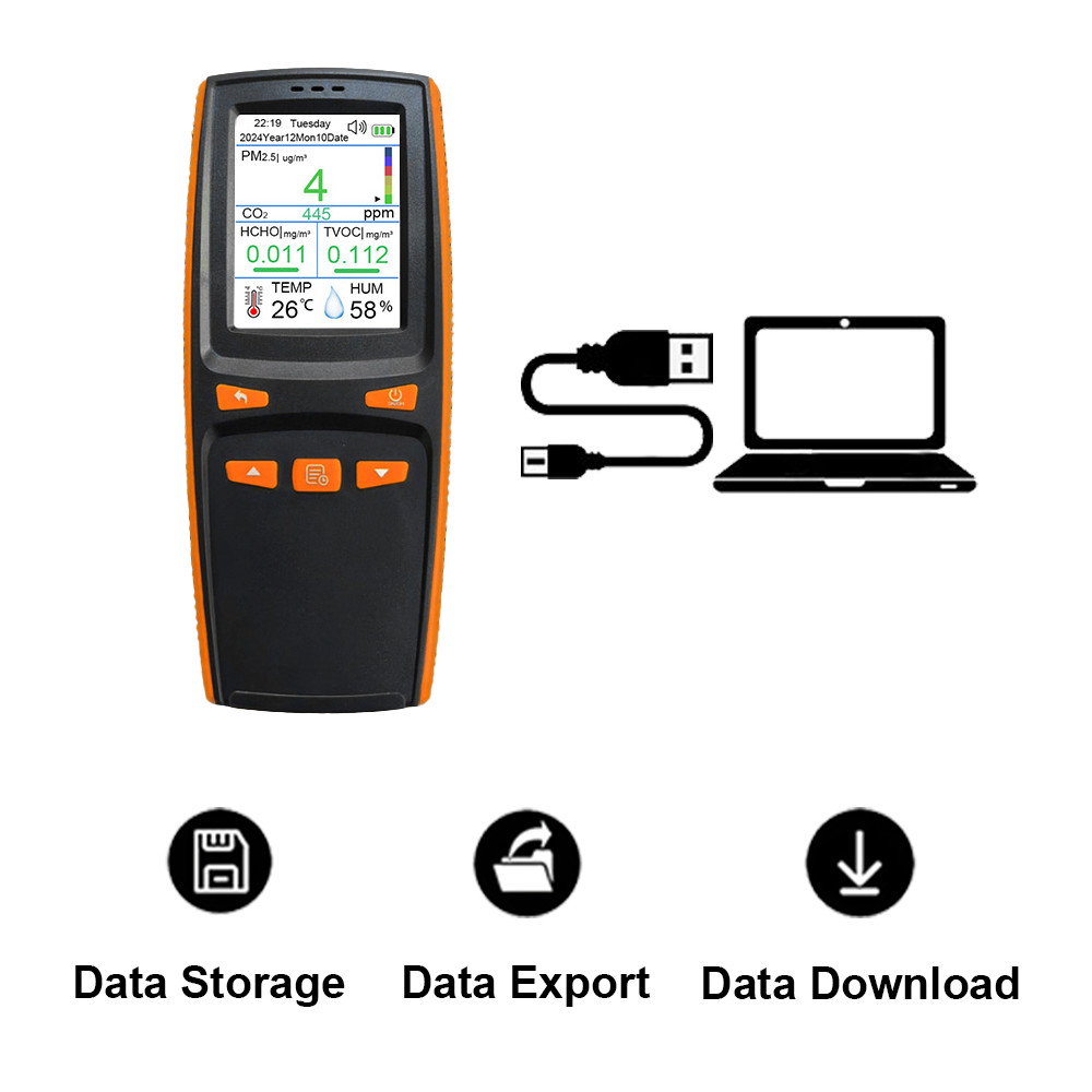 Wild Blue Handheld CO2 PM2.5 Air Quality Monitor Analyzer with Data Logging
