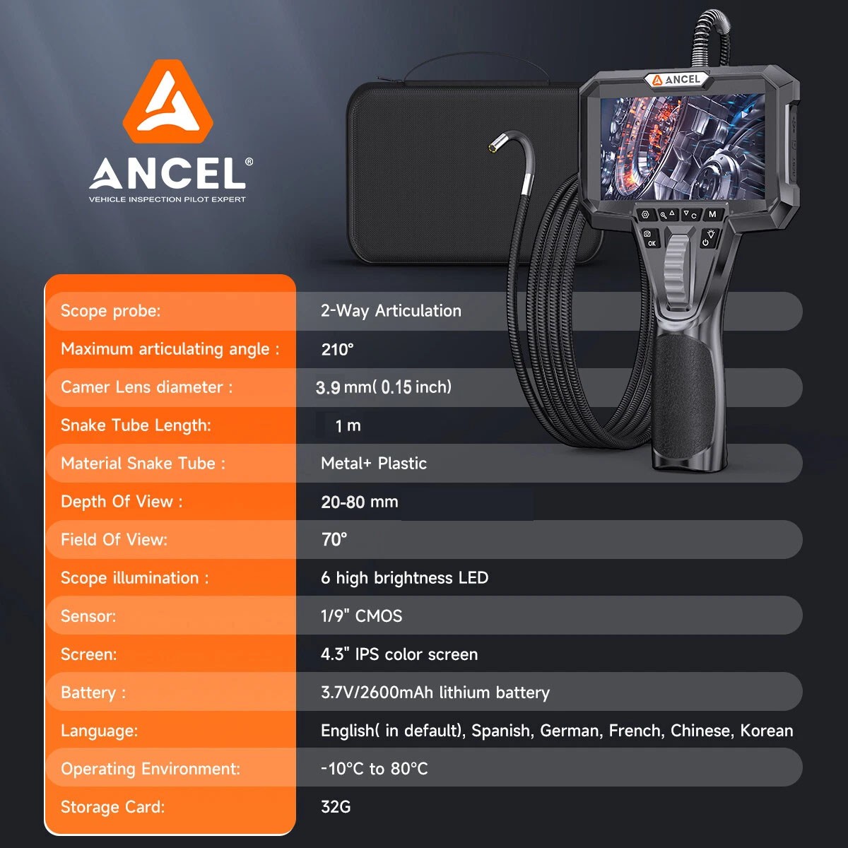 2M Endoscope Camera with Light HD Borescope Inspection Waterproof For Android