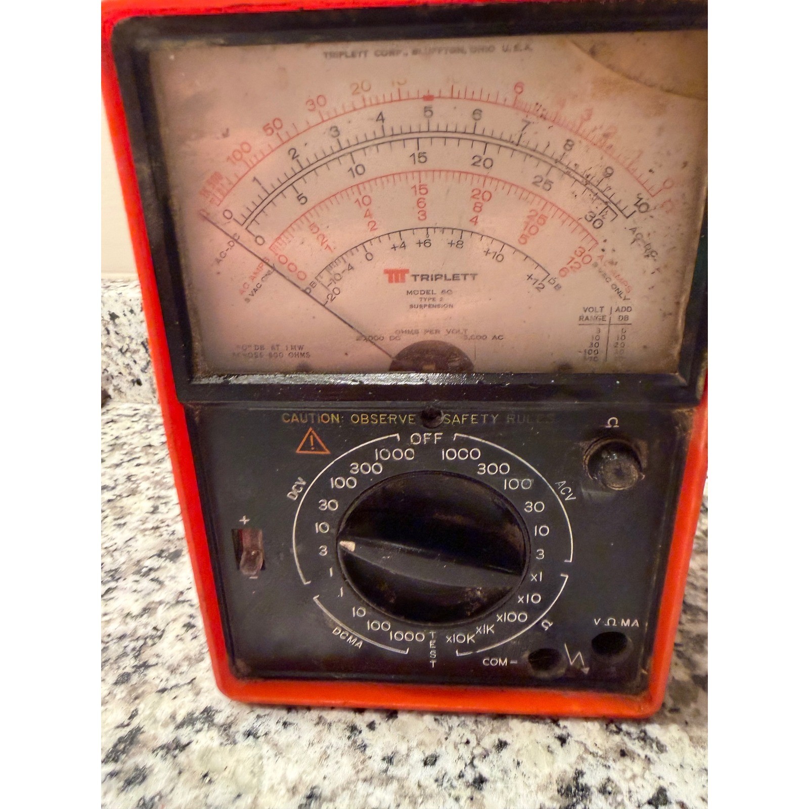 Triplett Model 60 Type 2 Suspension Analog Multimeter VOM Orange US-TVA Read