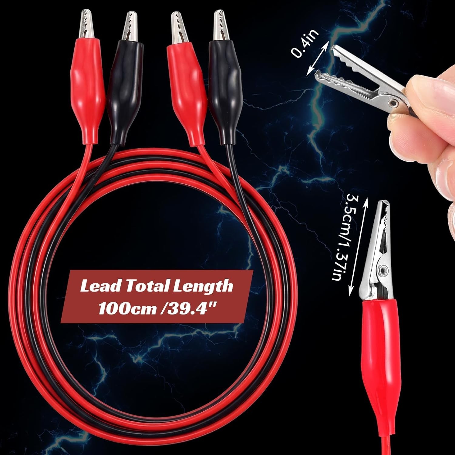 4 Pcs Alligator Clips Electrical 40 Inches Test Leads With Alligator Clips
