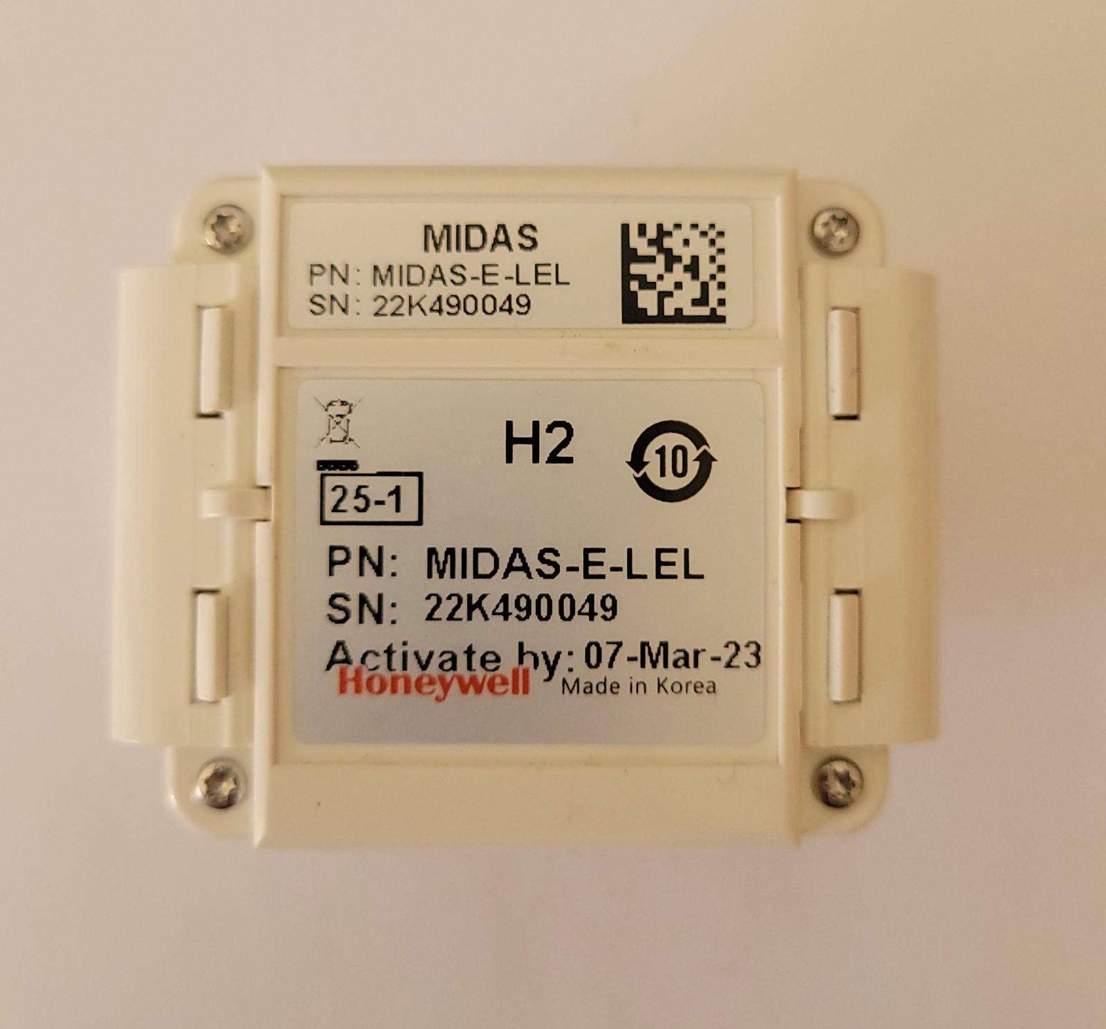 Honeywell MIDAS-E-LEL Gas Detector Sensor Cartridge Open box, 2 Years Remaining