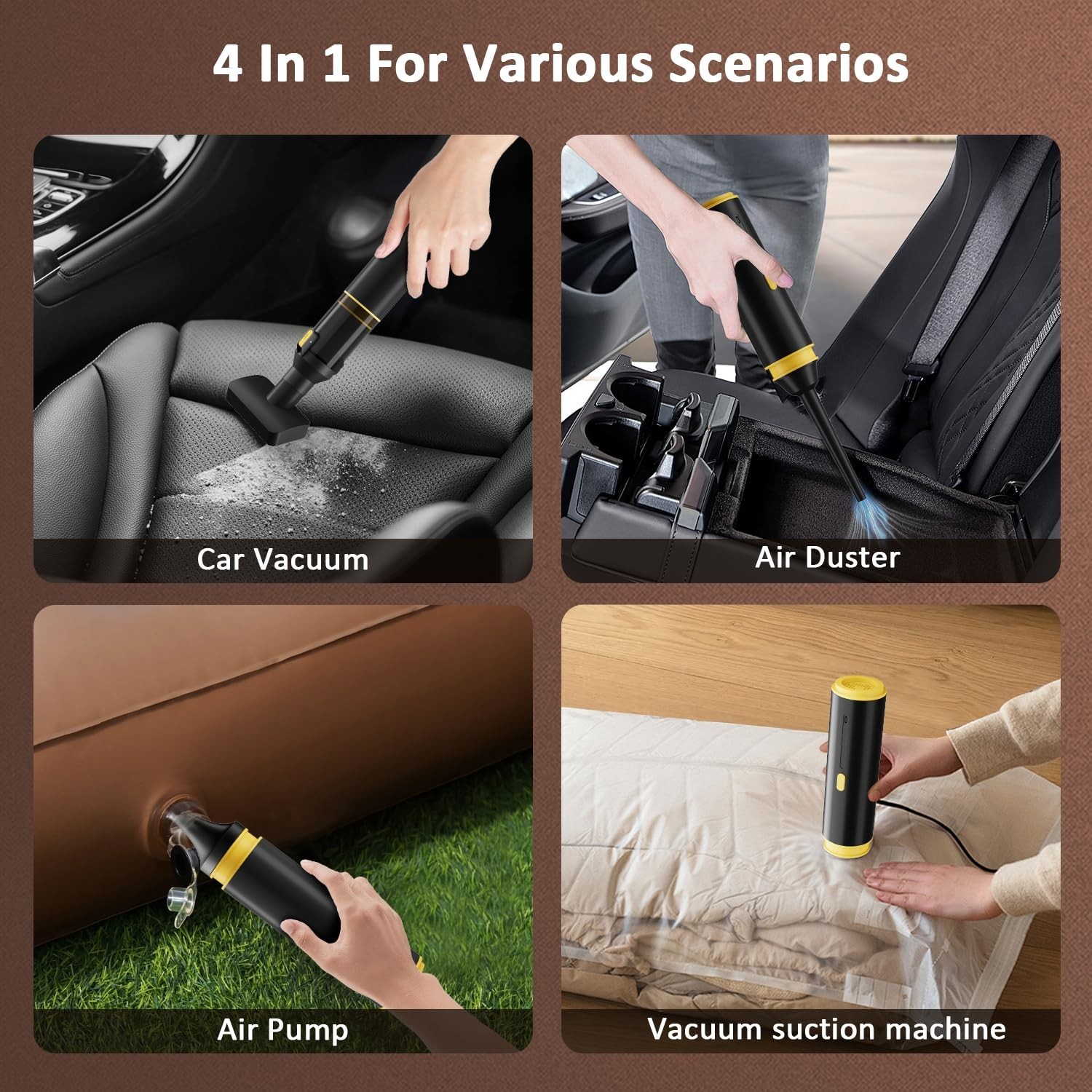 CROS 4-in-1 Mini Cordless Vacuum Cleaner, 21kPa Powerful Suction, Portable Ha…