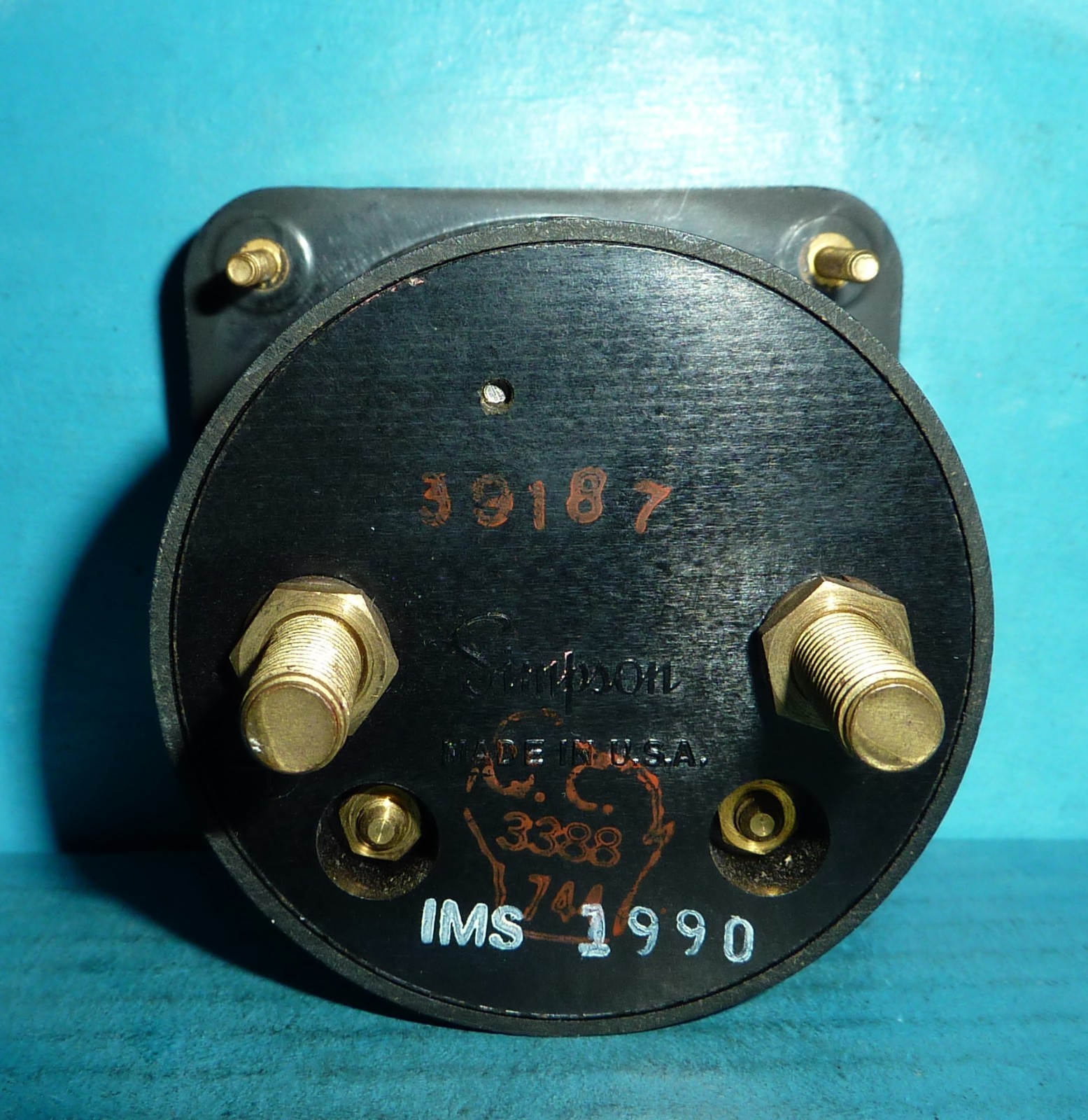 Simpson DC Amperes Panel Meter 0-15 Amp NOS 2 3/8in x 2 3/8in