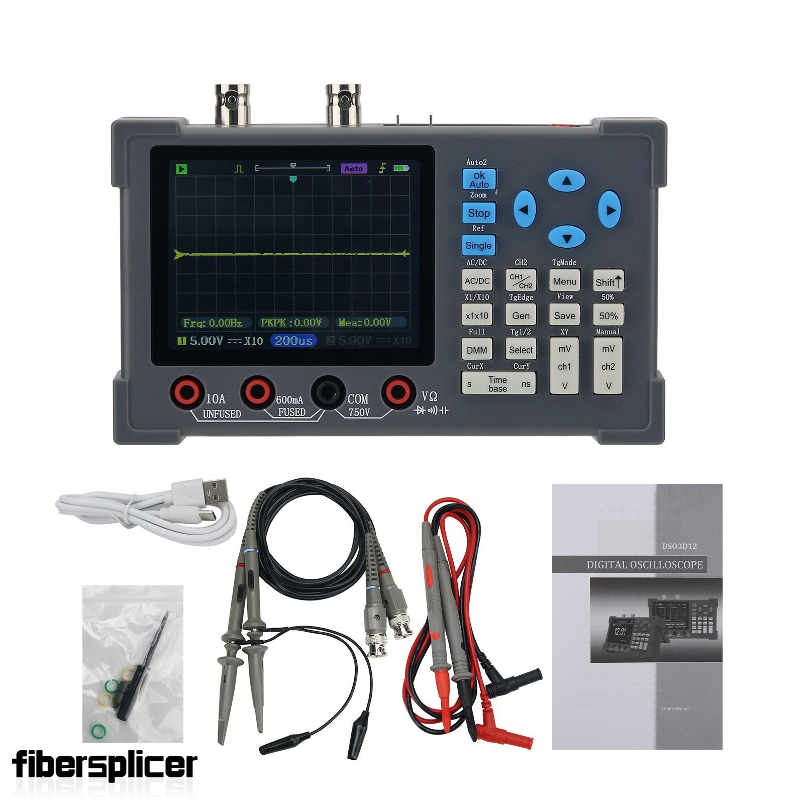DSO3D12 3-in-1 120MHz 2 Channel Oscilloscope Multimeter Signal Generator
