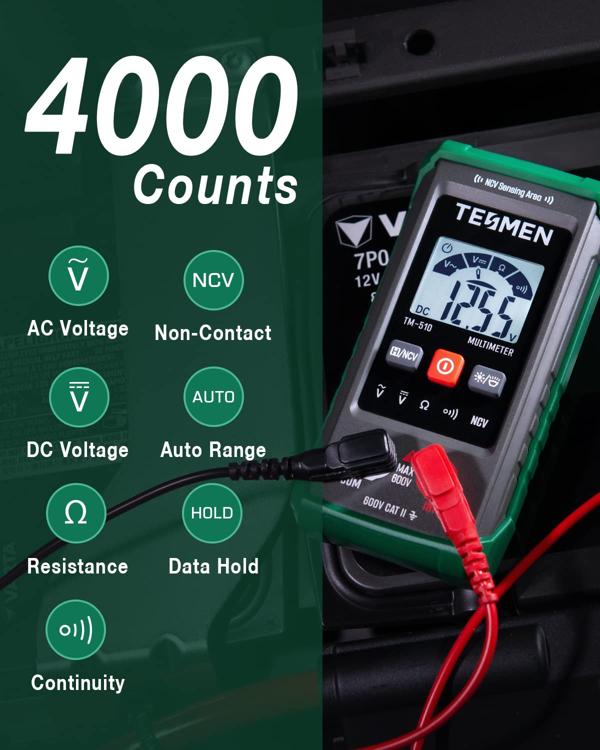 Smart Digital Multimeter Auto Ranging NCV Voltage Tester 4000 Counts