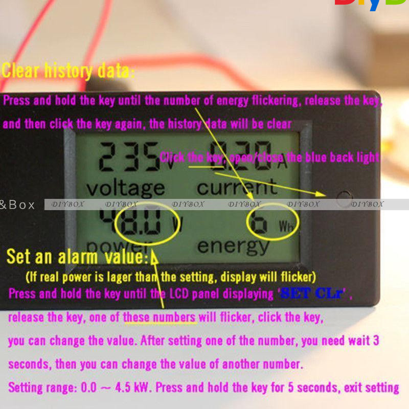 20A AC Digital LCD Panel Meter Monitor Power Energy Voltmeter Ammeter Voltage