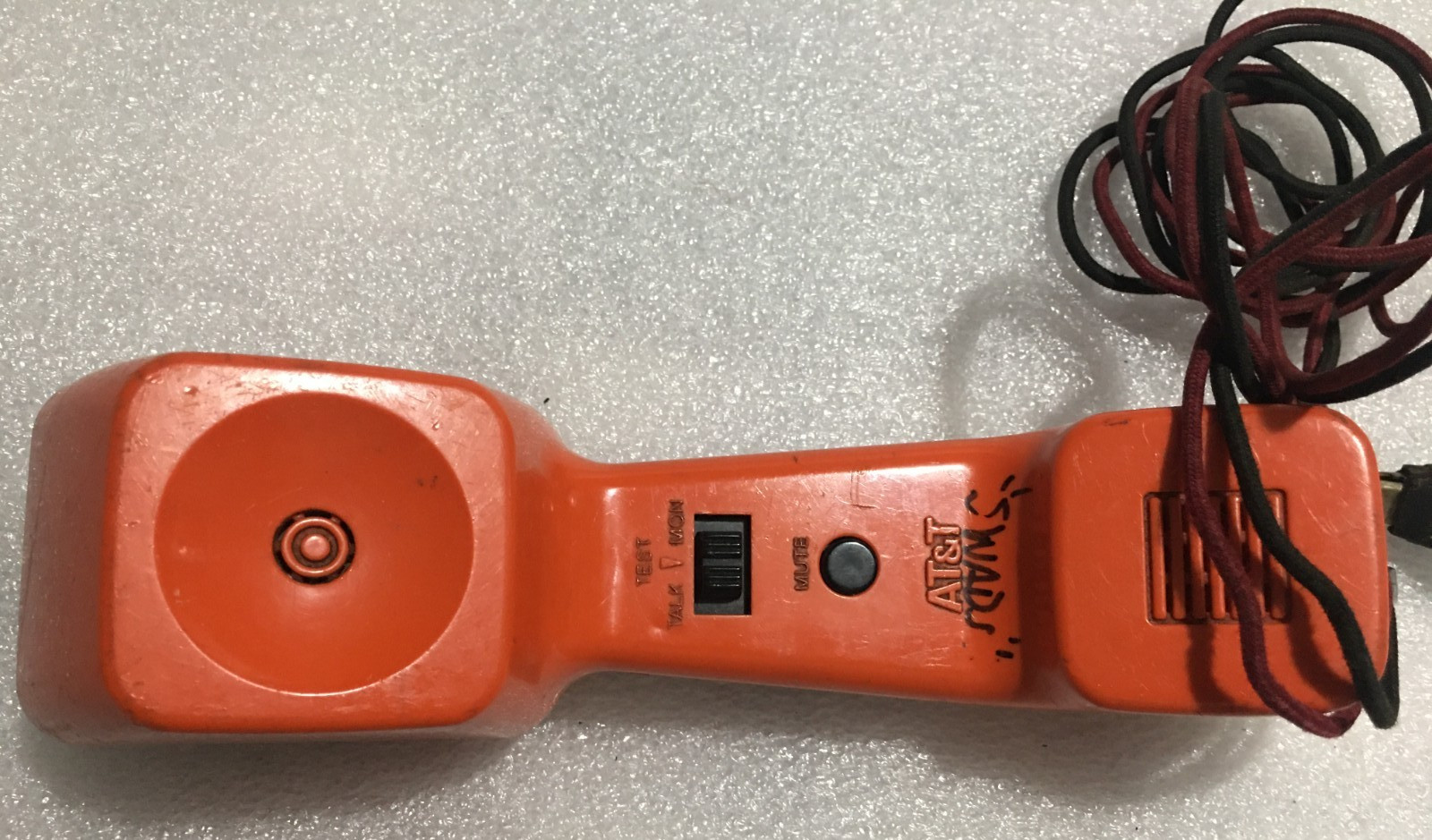 Vintage AT&T Push Button Lineman’s Handset “Butt Set” Orange Black W/Cables