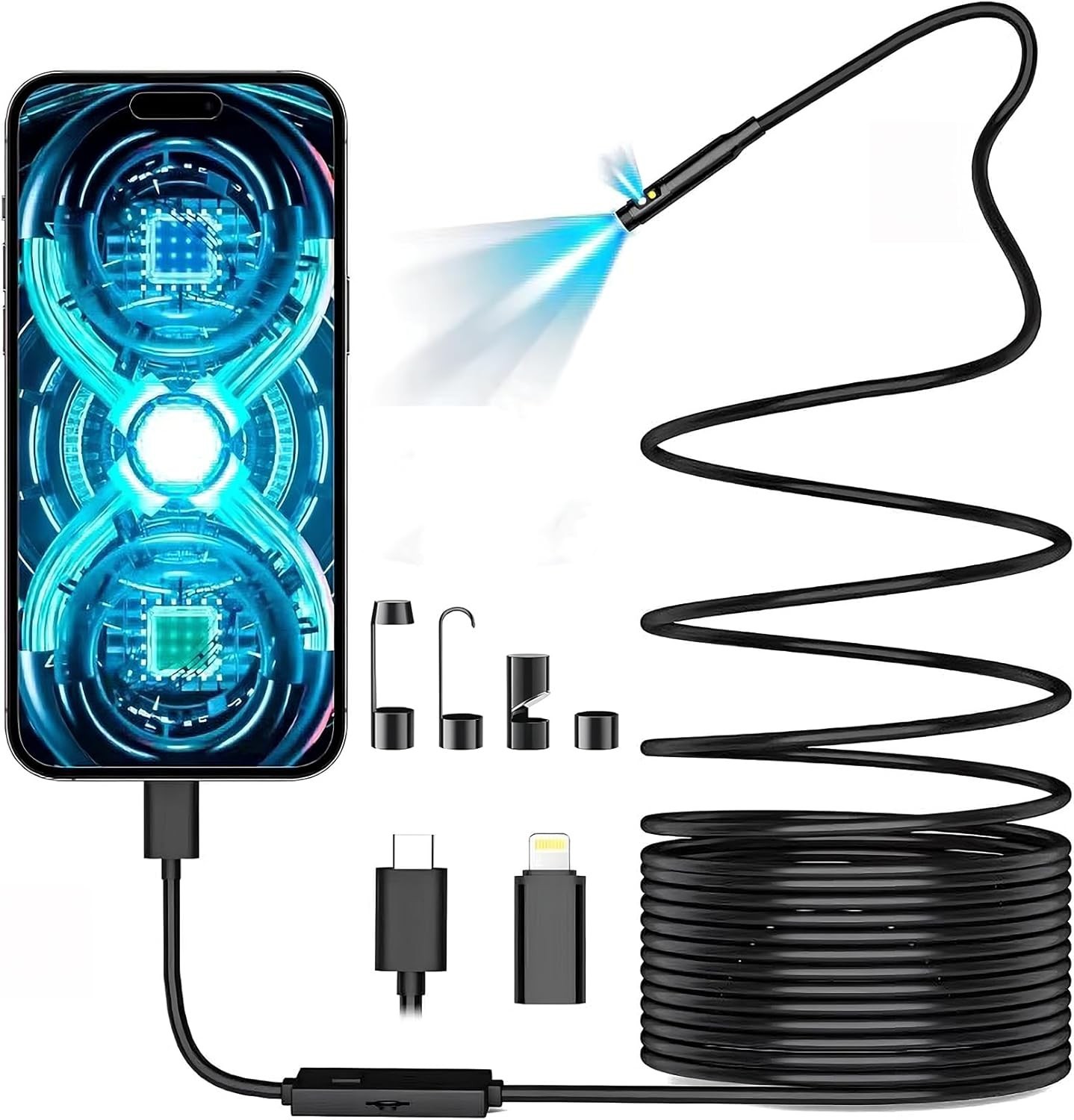 IRONSCOP™ 1920P HD Endoscope Camera, 16.4ft Semi-Rigid, IP67, iOS & Android
