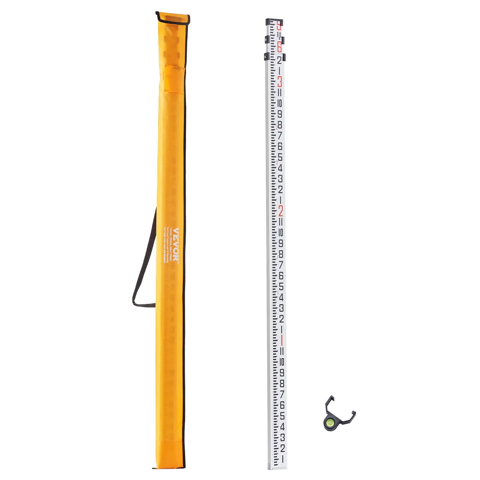 Telescopic Aluminum Survey Rod 9ft 3 Section 1/8in Scale Construction Measuring