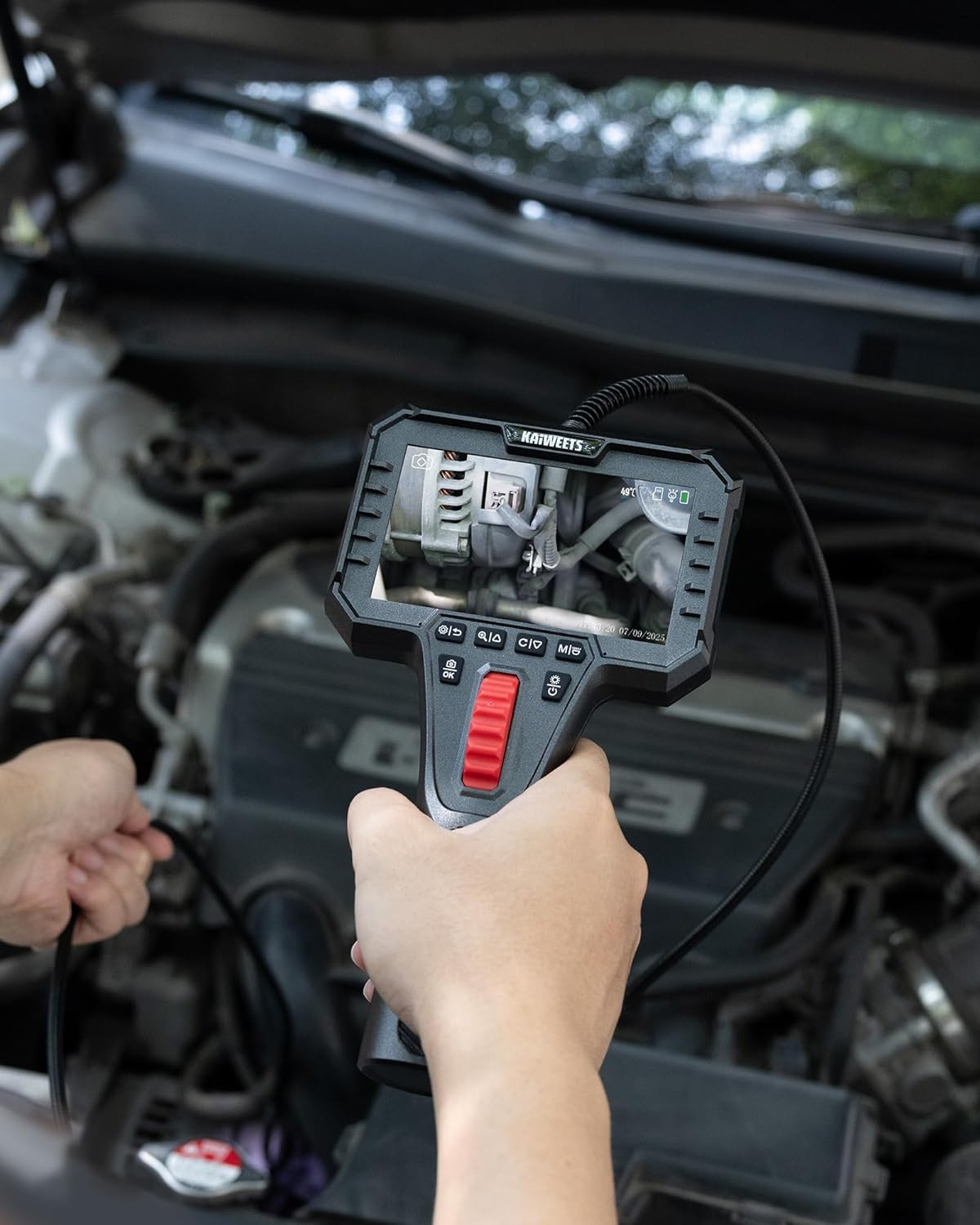 Two-Way Articulating Borescope Camera with Light, 0.25In Slim Probe, Industrial