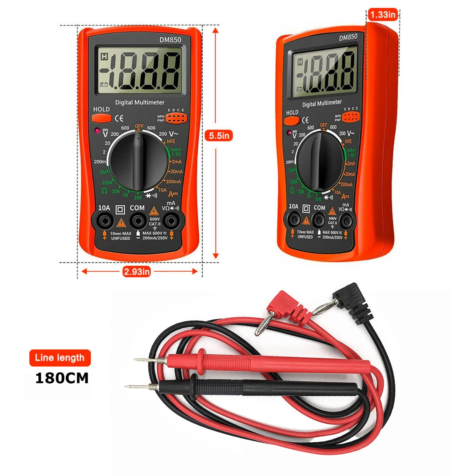 Digital Multimeter Voltmeter DM850 AC DC Ammeter Ohmmeter Volt Meter Tester Ohm