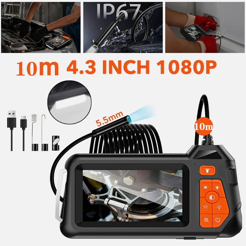 Industrial Endoscope Camera HD 1080P 4.3″ IPS Pipe Inspection Car Repair IP67