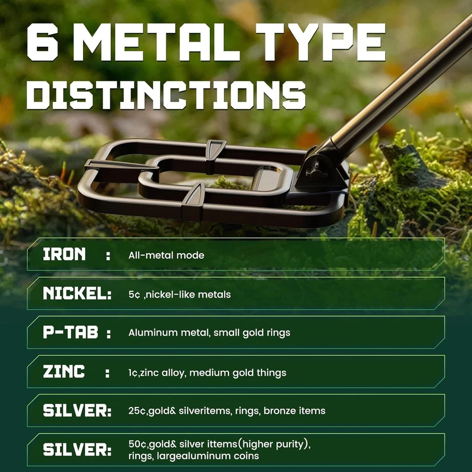 Metal Detector Adults Waterproof 2000mAh Chargeable Professional Cordless Gold