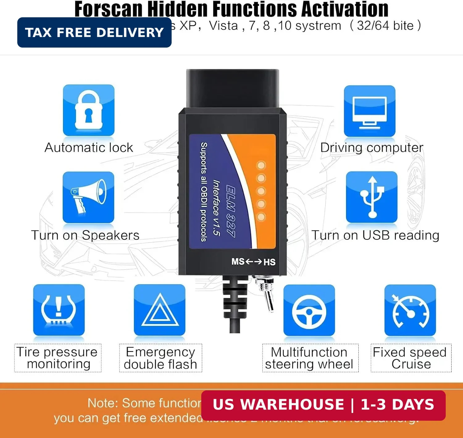 Elm327 USB Compatible with Forscan Software Obd2 Adapter for Ford F150 F250 Linc
