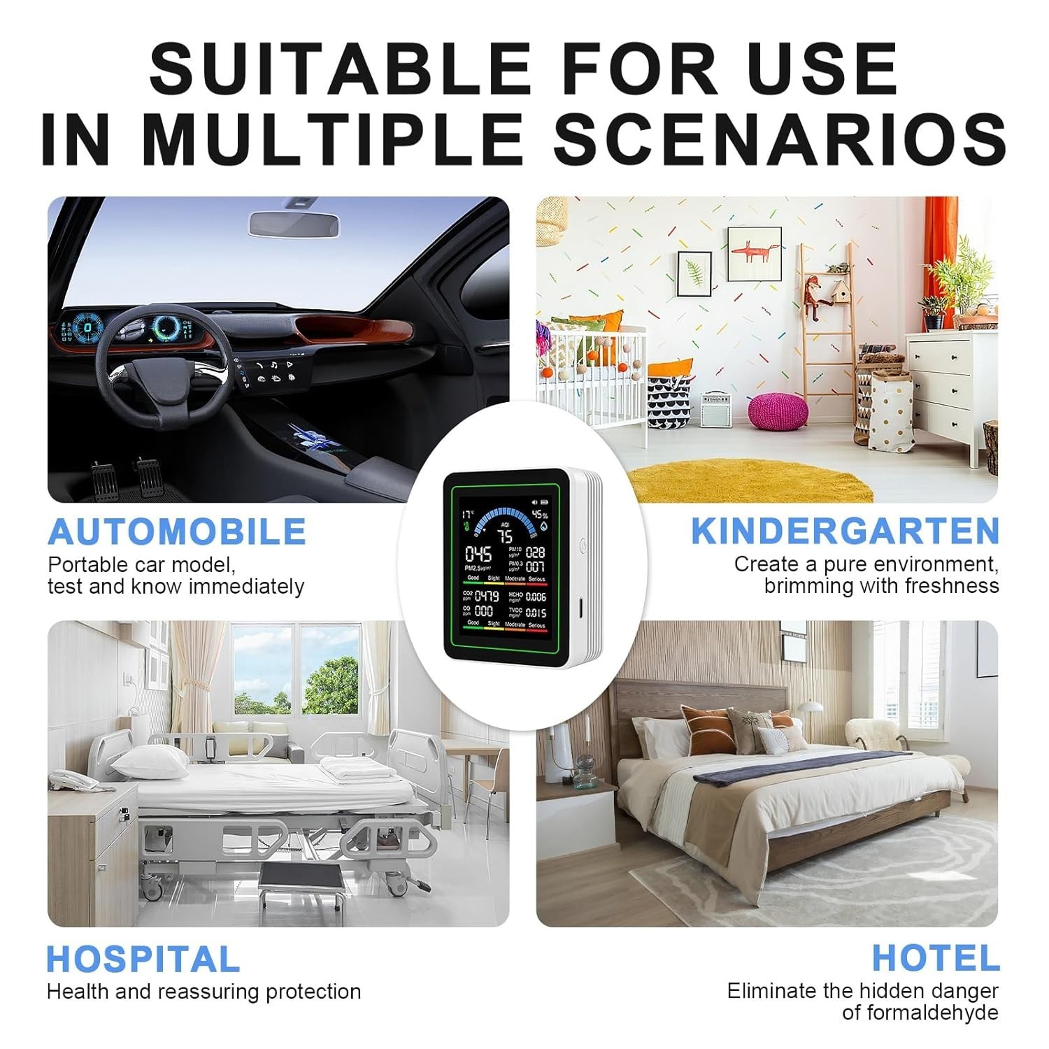MT13 10-in-1 Indoor Air Quality Monitor, Real-time AQI Tester
