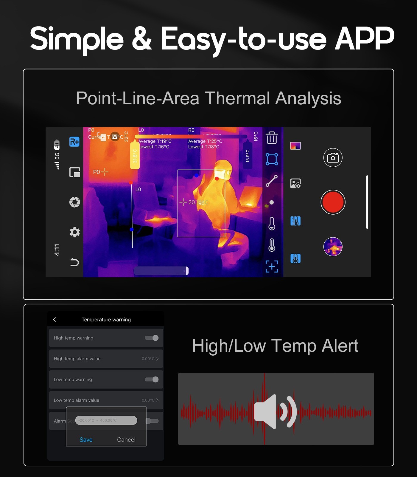 Thermal Camera for iPhone & Android, 320×240 IR Thermal Imager USB-C -4°F~842°F