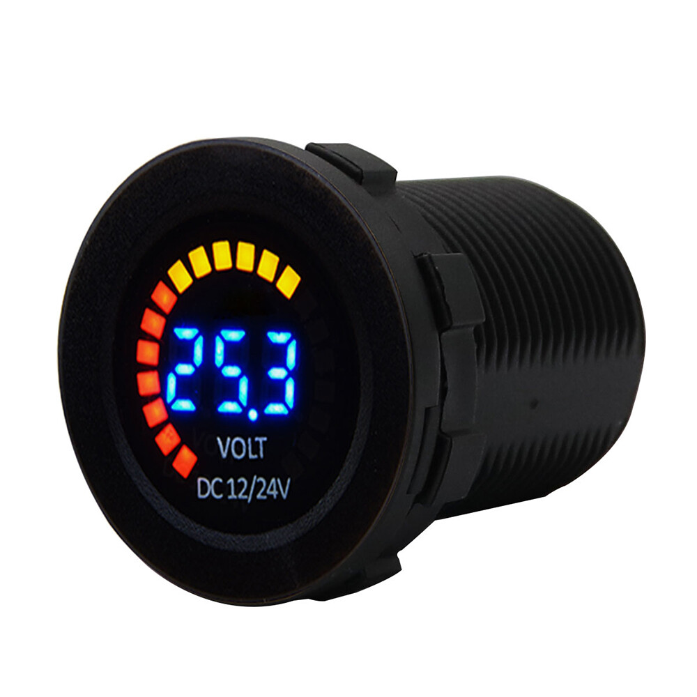 New 12/24V Color LED DC Digital Display Voltmeter with Low Pressure Buzzer W7Y9