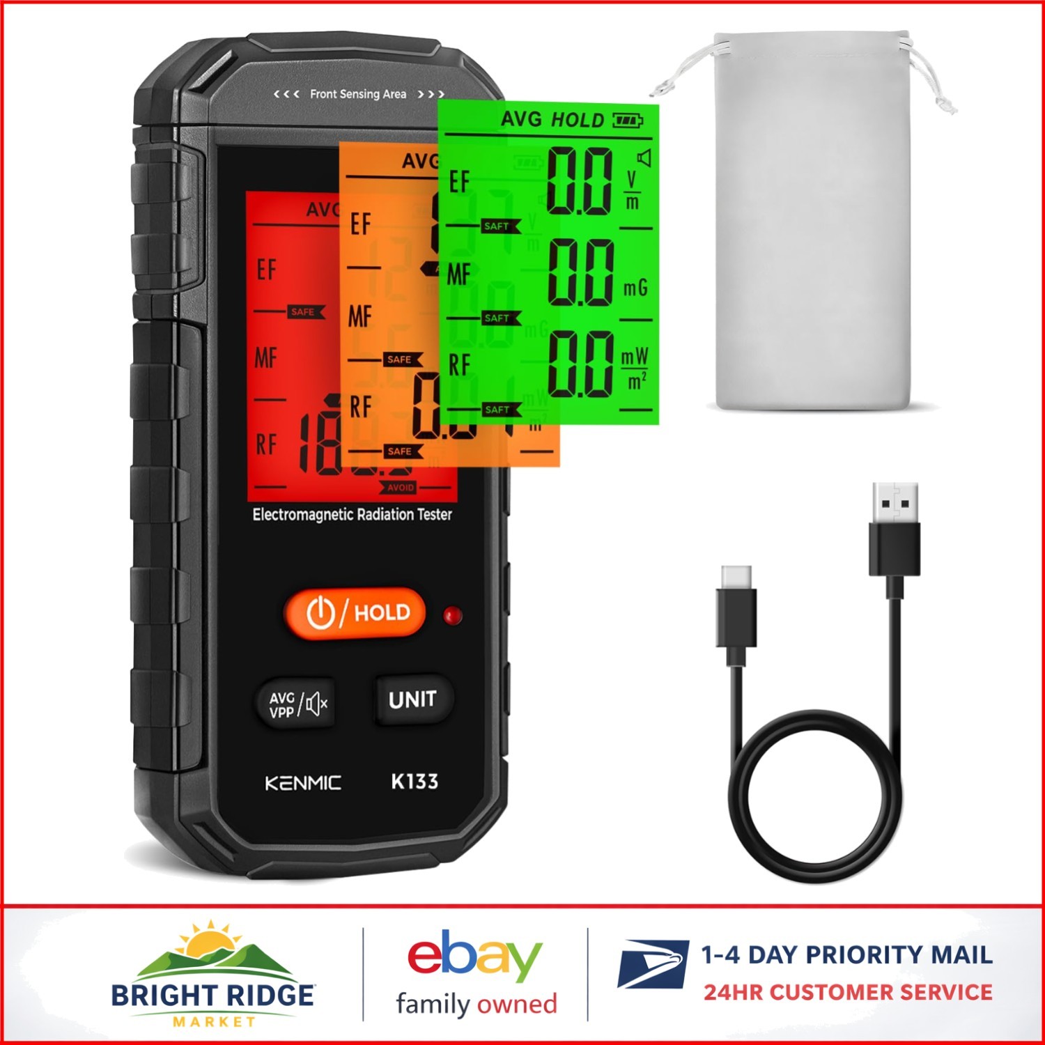 3-in-1 EMF Meter for Electric, Magnetic and Radio Frequency Detection