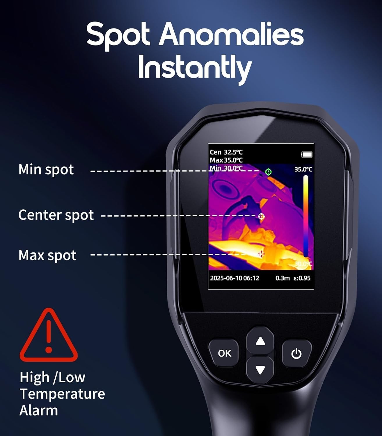 Accurate Handheld Thermal Camera with -4°F to 1022°F & Multiple Imaging Modes
