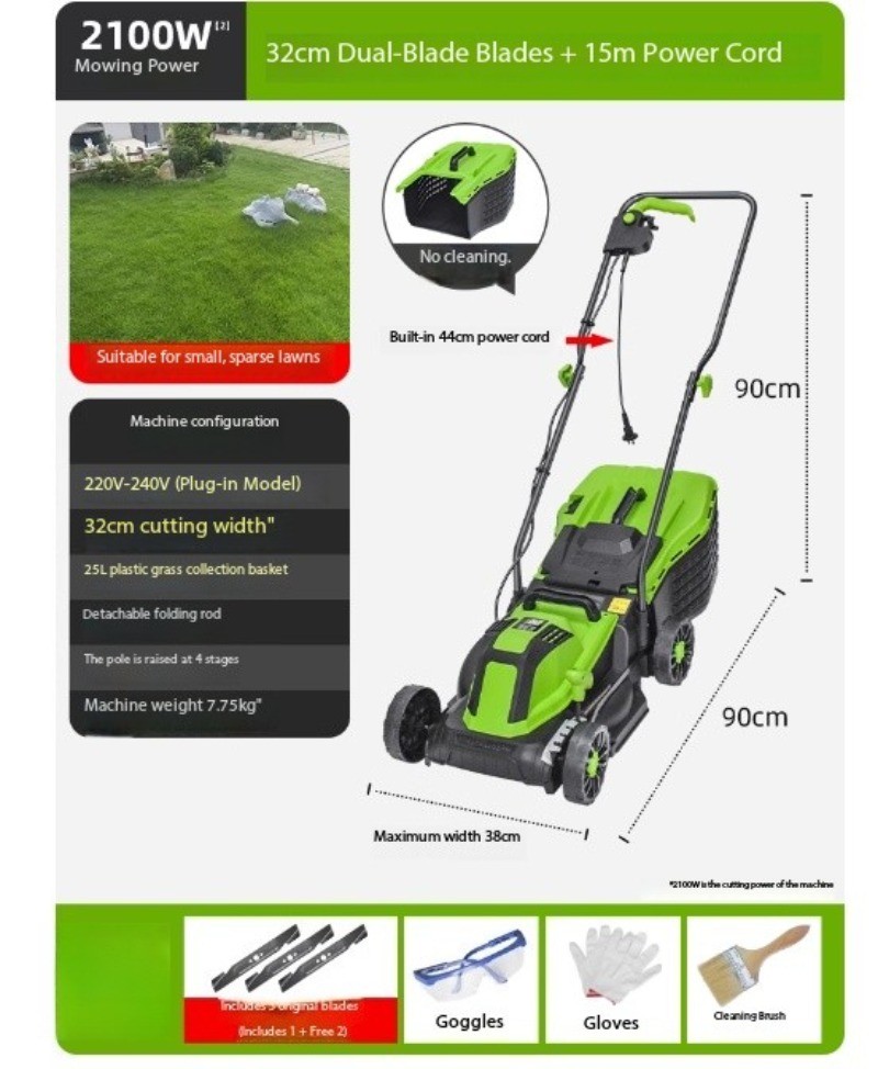 Weed Trimmer Wonder: Electric Lawn Mower, Push-Type, Compact for Home Use