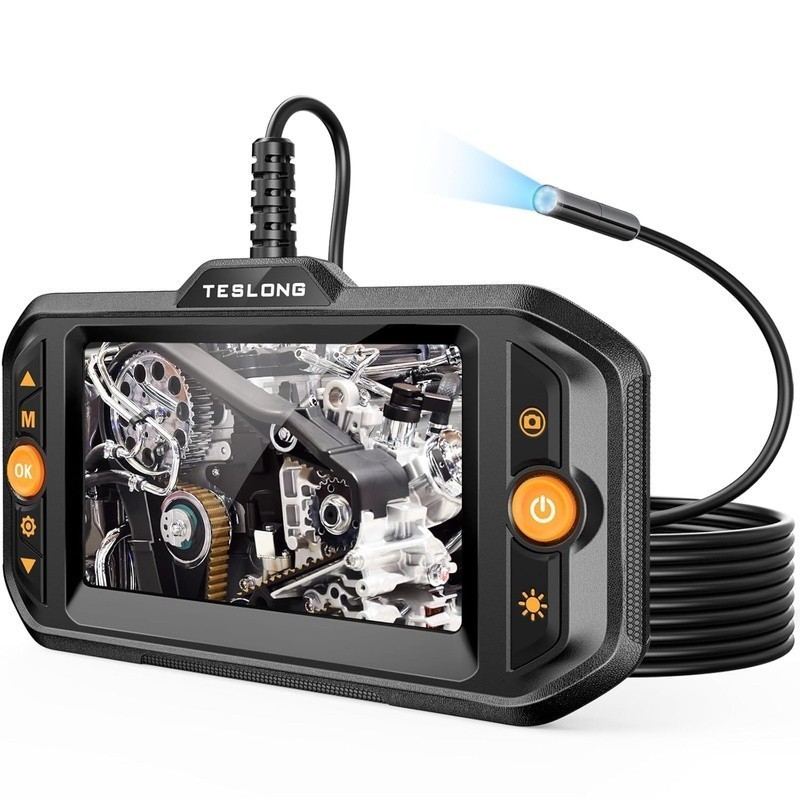 Borescope Inspection Camera 8 LED Lights 4.3 Inch Screen 16.5ft Semi-Rigid Cable