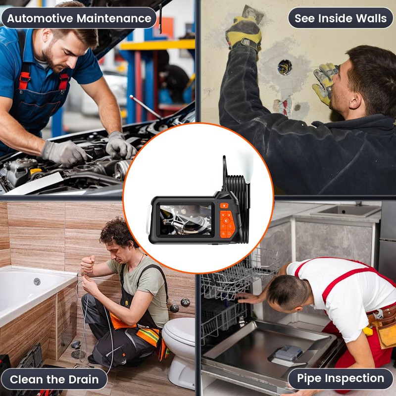 HD LED Industrial Endoscope Borescope 1080P 5.5mm Inspection Camera IP67 4.3inch
