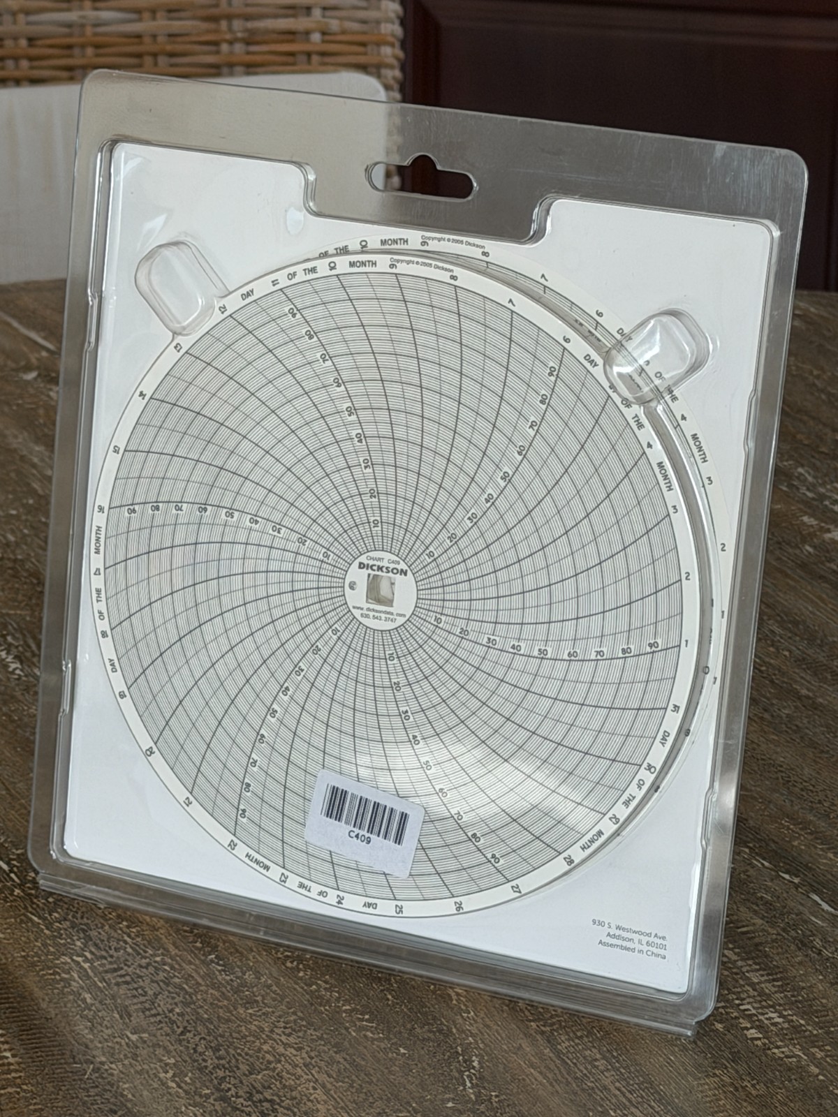Dickson Chart C409, 8 In, 0 To 100, 31 Day, 60PC