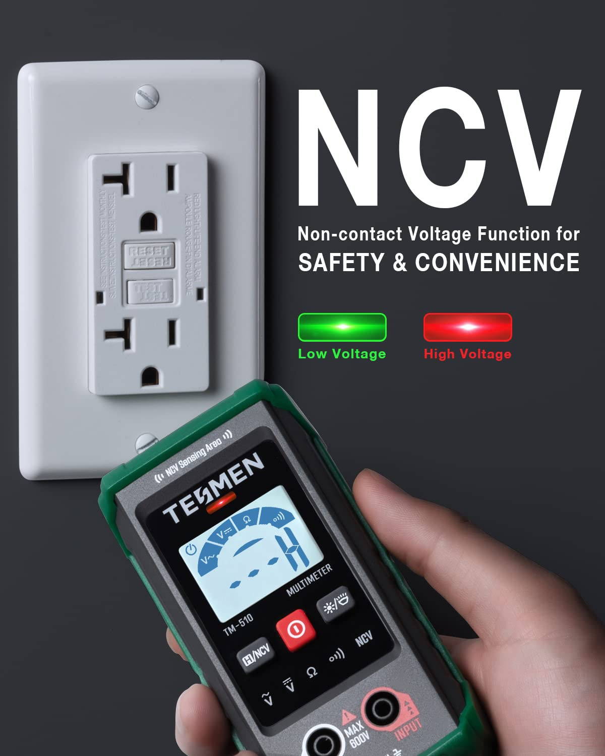 Smart Digital Multimeter Auto Ranging NCV Voltage Tester 4000 Counts