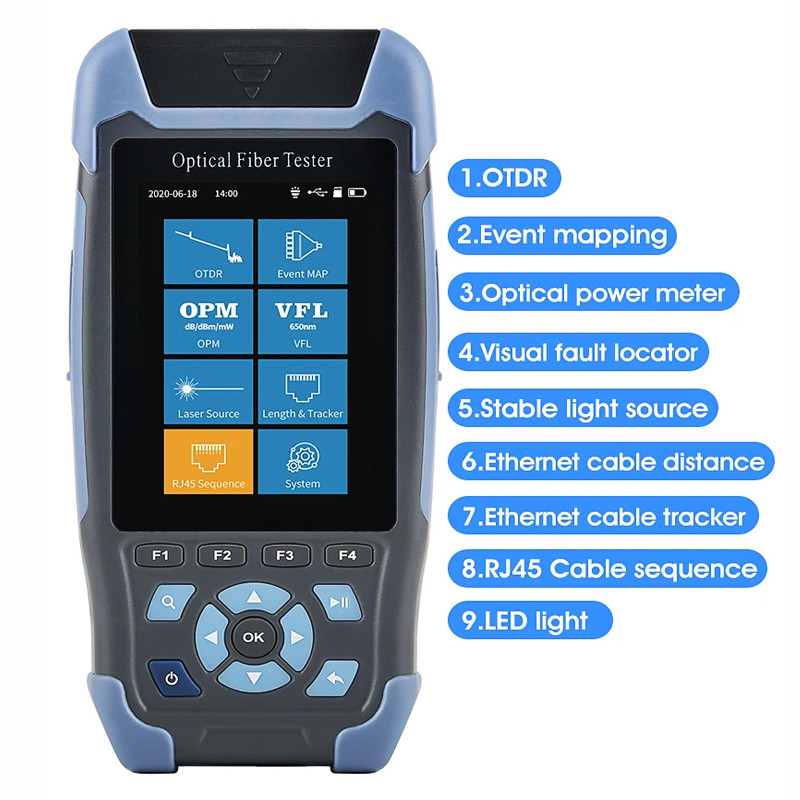1310/1550nm Mini OTDR 24dB/22dB Built in OPM/OLS / RJ45 Test/VFL FTTH test tools