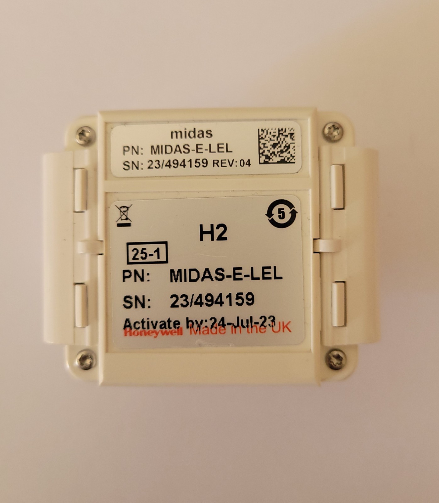 Honeywell MIDAS-E-LEL Gas Detector Sensor Cartridge Open box, 2 Years Remaining