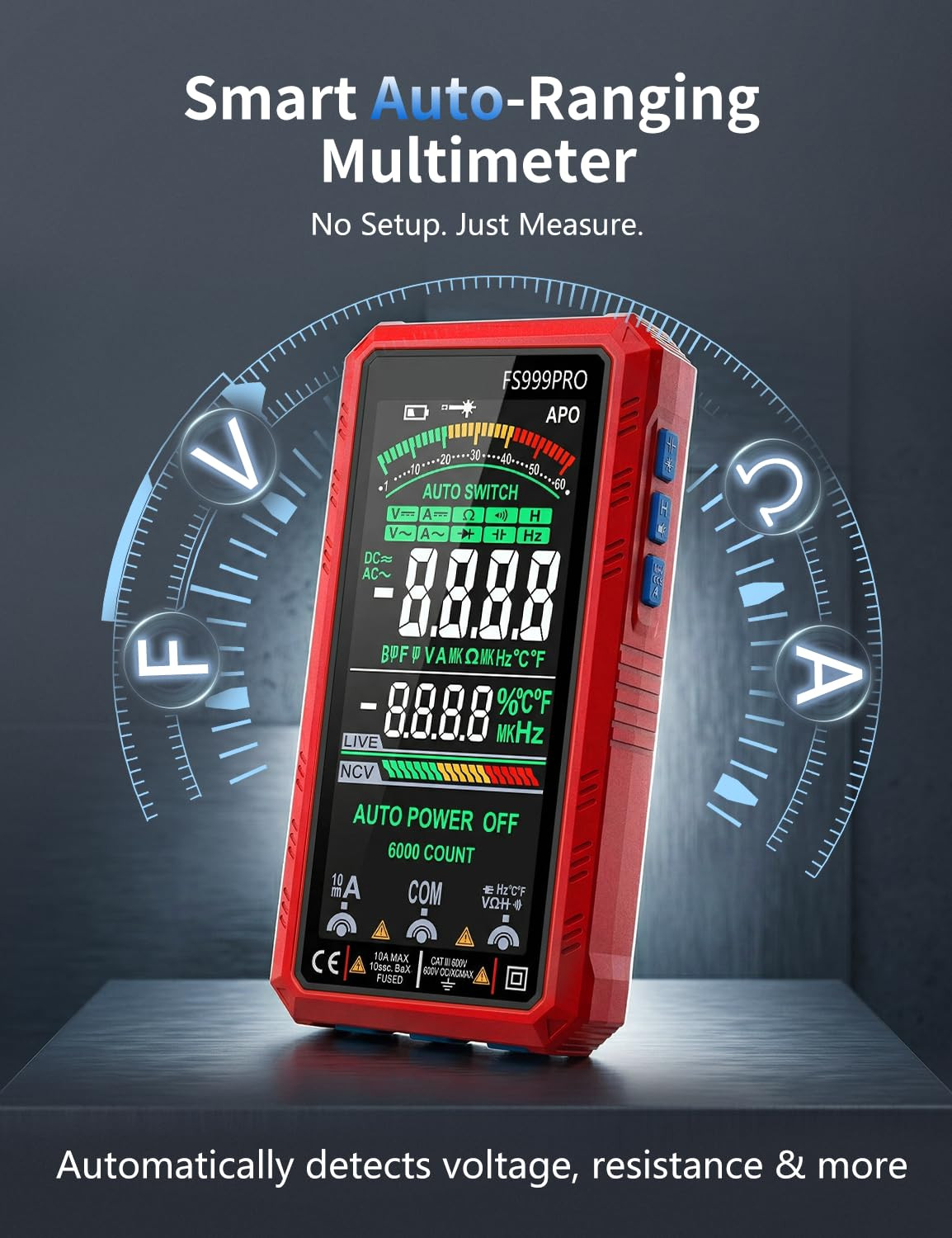 Digital Multimeter, Auto-Ranging Smart Electrical Tester, 6000 Counts TRMS, USB-