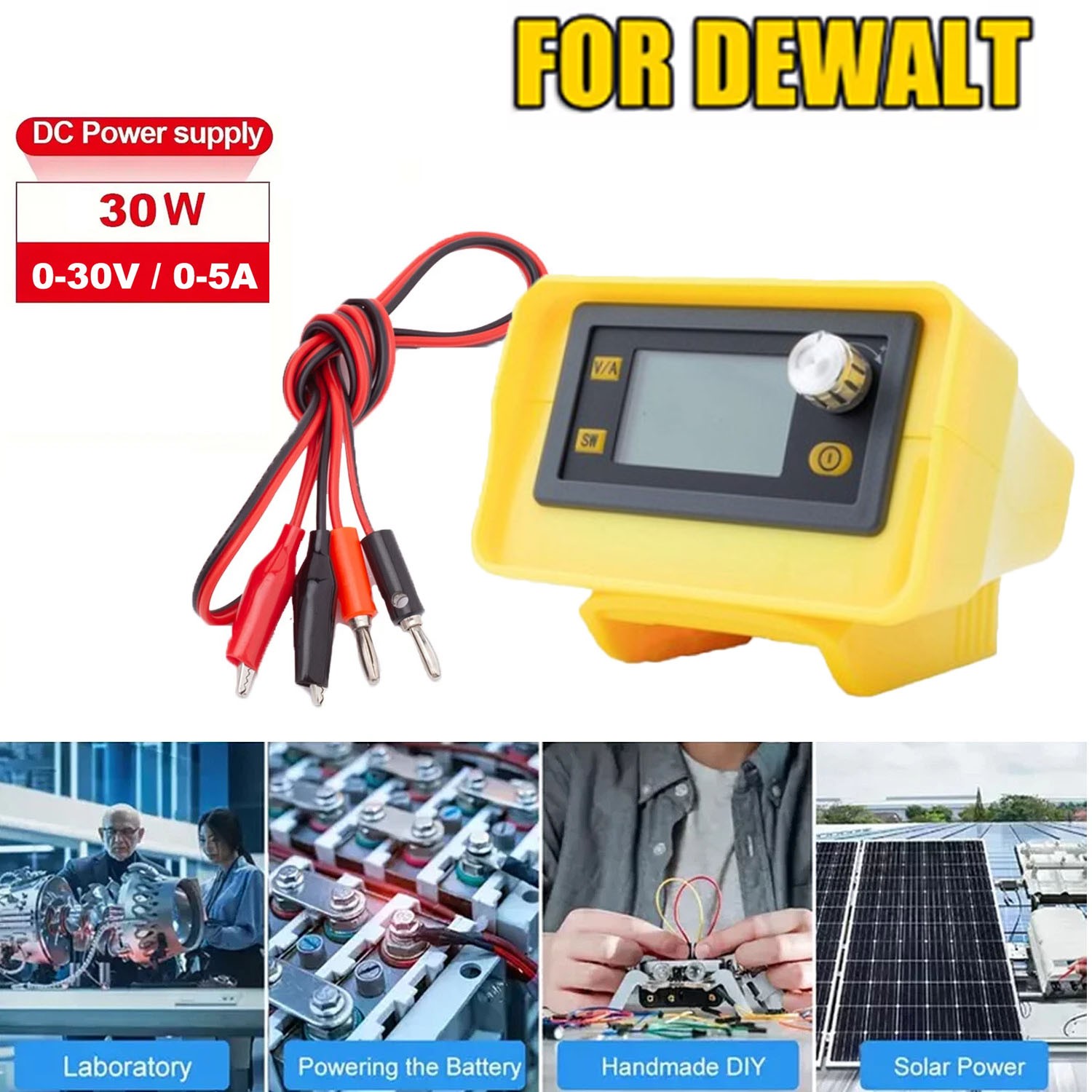 Adjustable Voltage DC Power Supply(0~30V 0~5A) For Dewalt 18V 20V Li-ion Battery