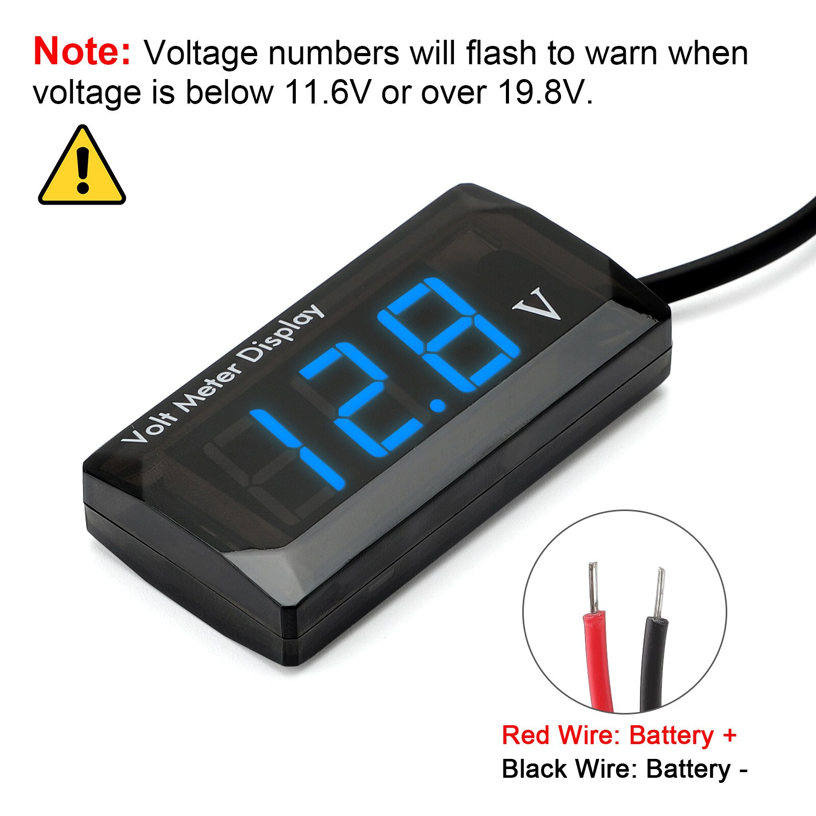2PCS 12V Digital LED Display Voltmeter Voltage Gauge Panel Meter Car Motorcycle