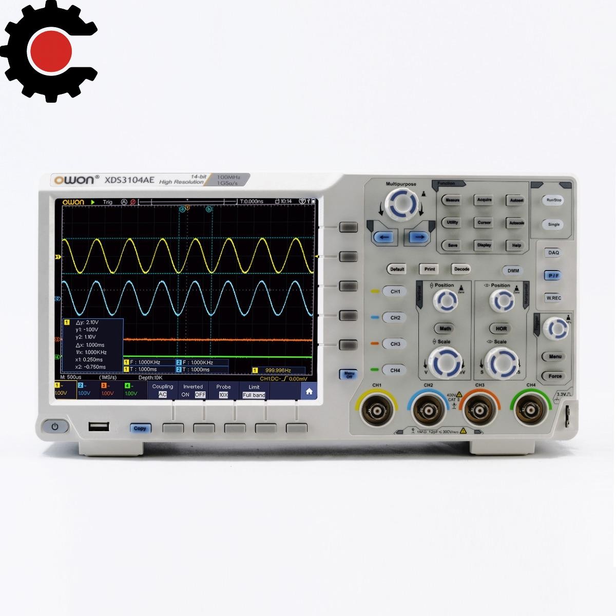 OWON XDS3104AE 4CH 14 bits ADC 100MHz 1Gs/s Touchscreen Digital Oscilloscope