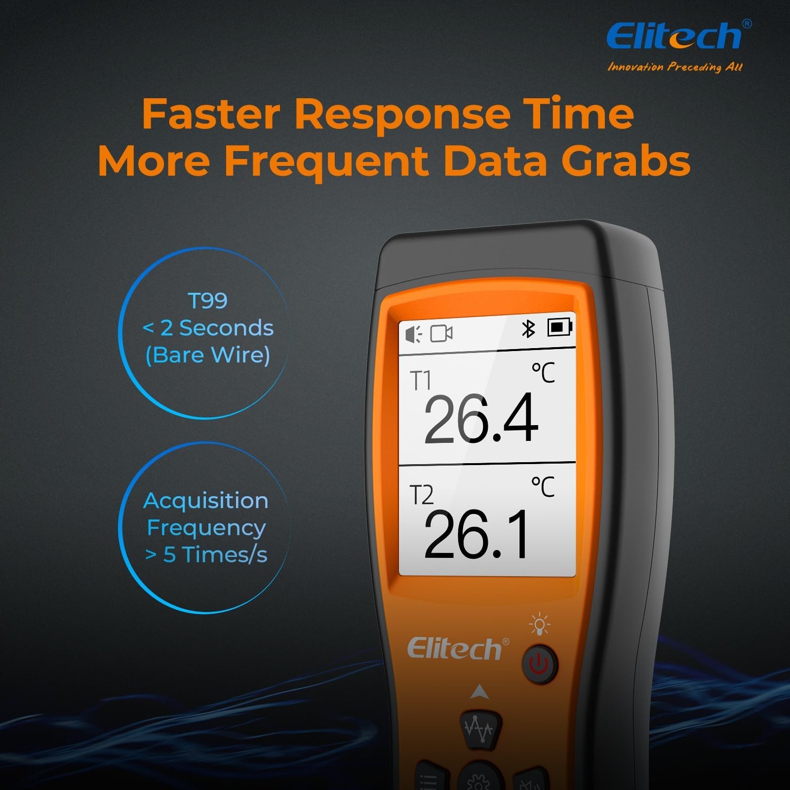 Elitech Bluetooth Thermocouple Thermometer Digital Temperature Data Orange