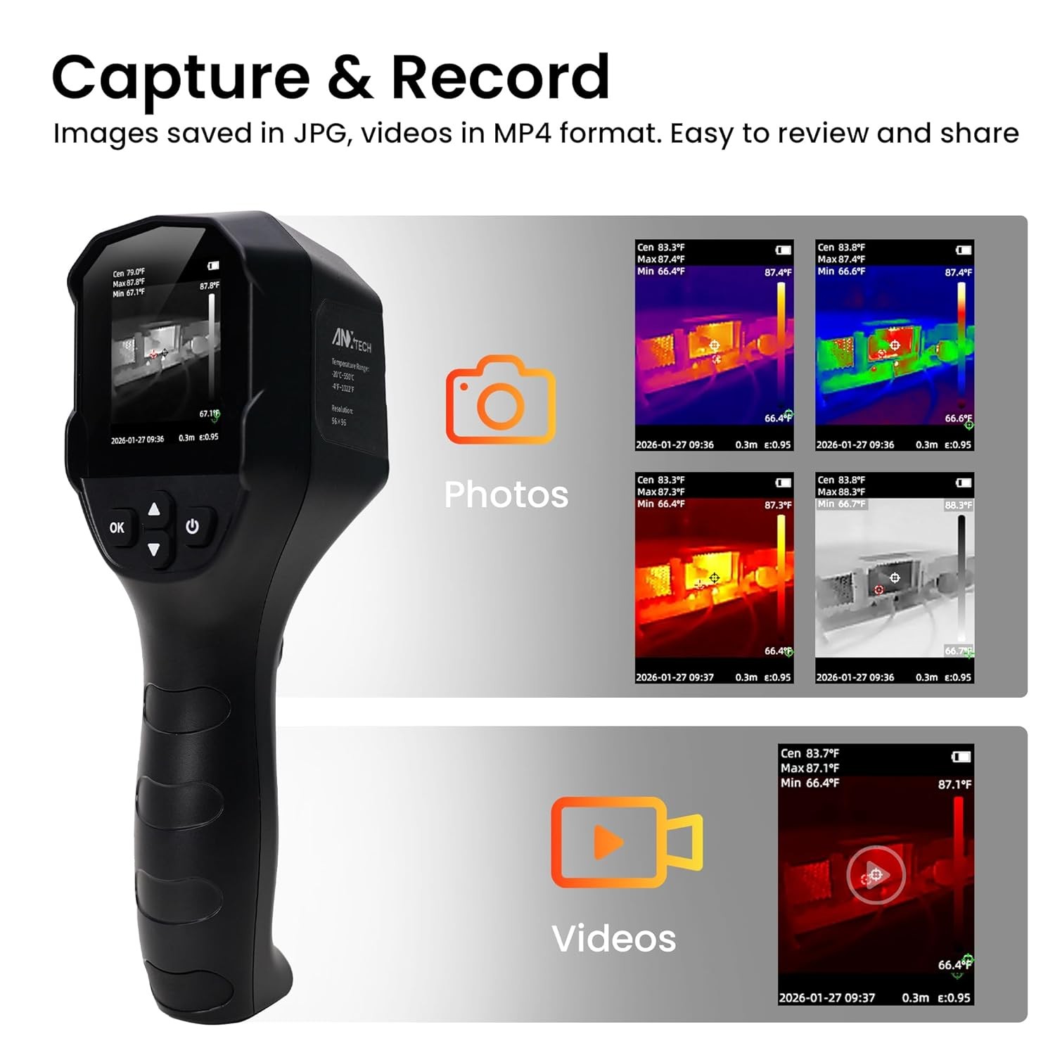 ANXTECH Thermal Camera Thermal Imaging Camera Handheld Infrared Imager 240*240
