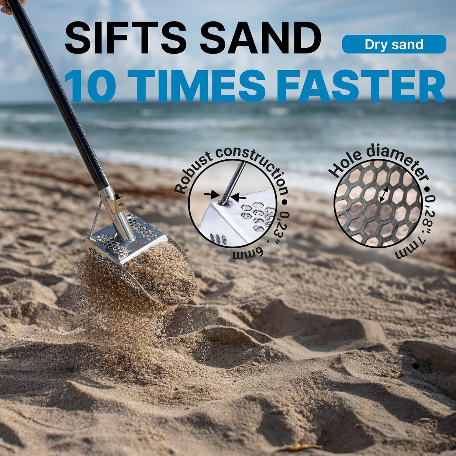 CKG Sand Scoop Metal Detector Carbon Handle Pole Detecting Scoops Shovel Rod