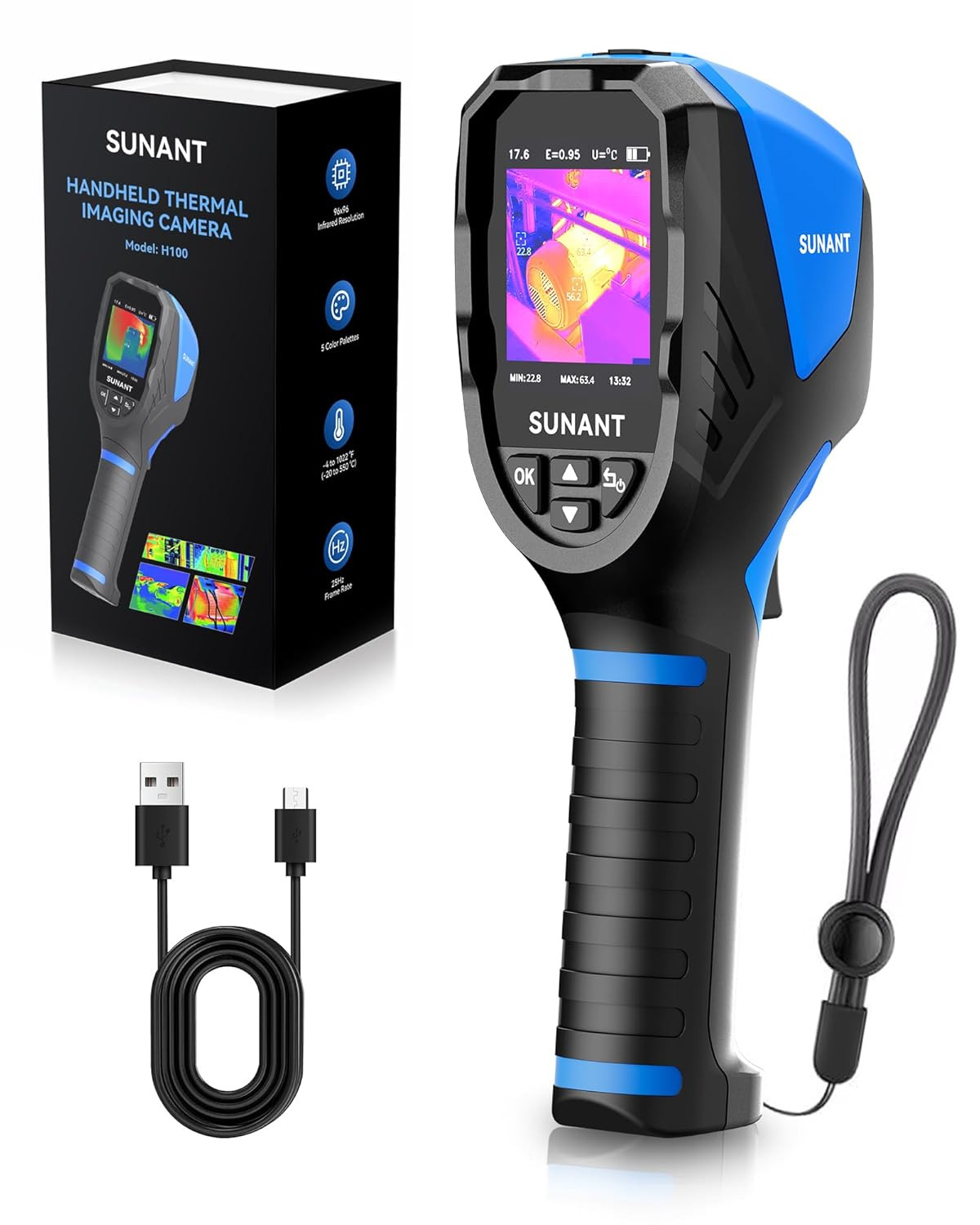 Mini Handheld Thermal Imaging Camera, 240X240 TISR, 25Hz Infrared Camera, -4°F t