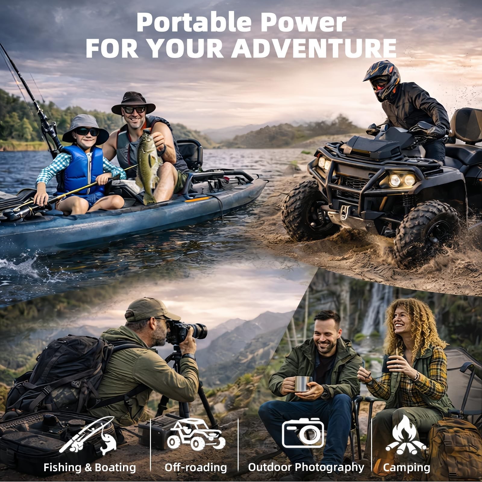 12V 10Ah Portable Lithium Battery Kit with 4-in-1 Charging Cable, Waterproof …