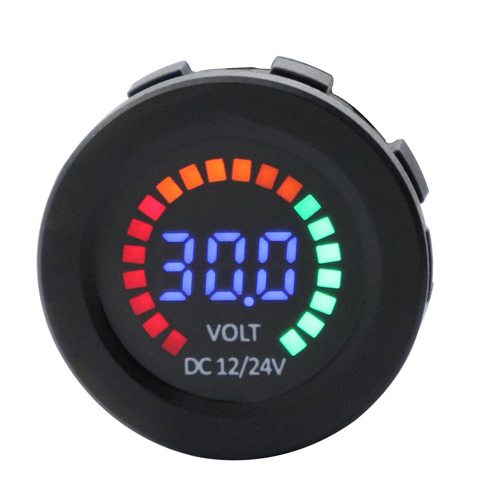 New 12/24V Color LED DC Digital Display Voltmeter with Low Pressure Buzzer W7Y9