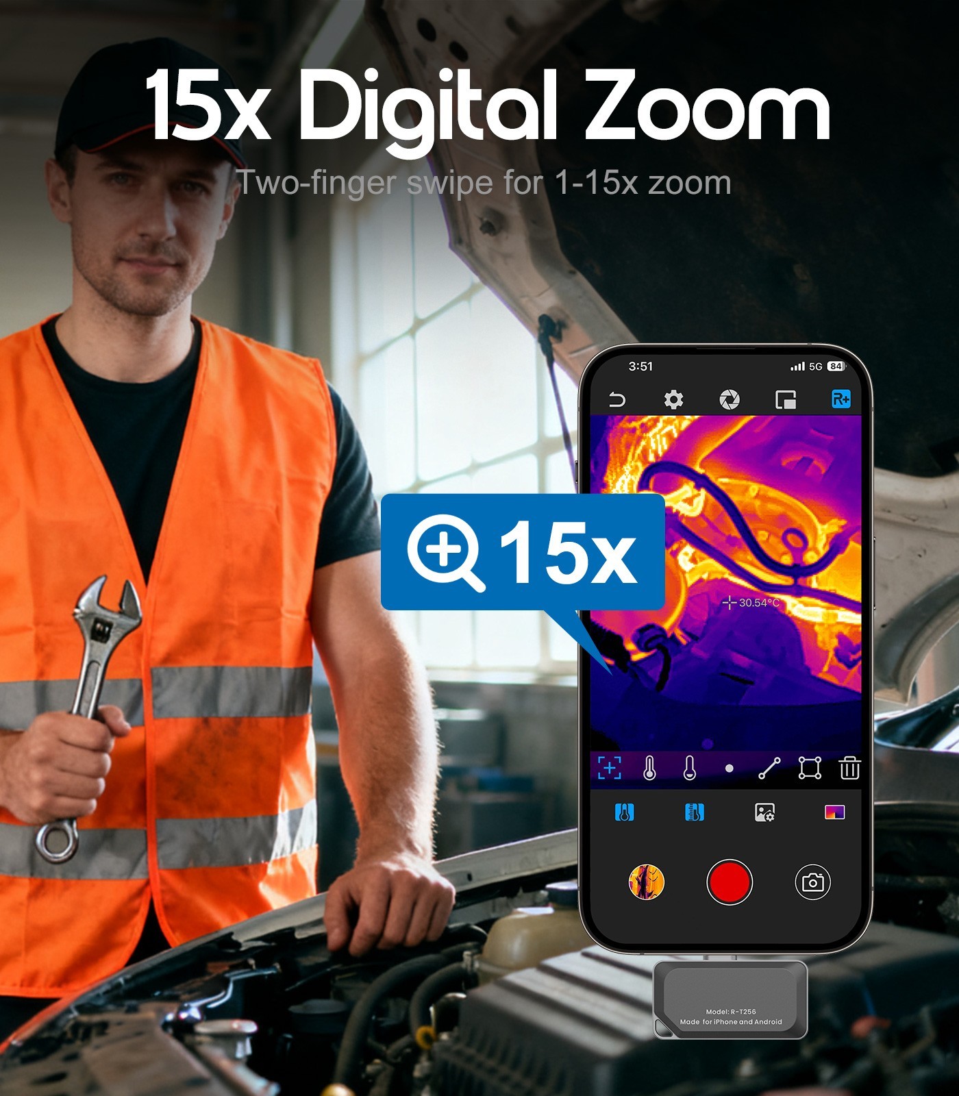 Thermal Camera for iPhone & Android, 512×384 IR Thermal Imager USB-C -4°F~842°F