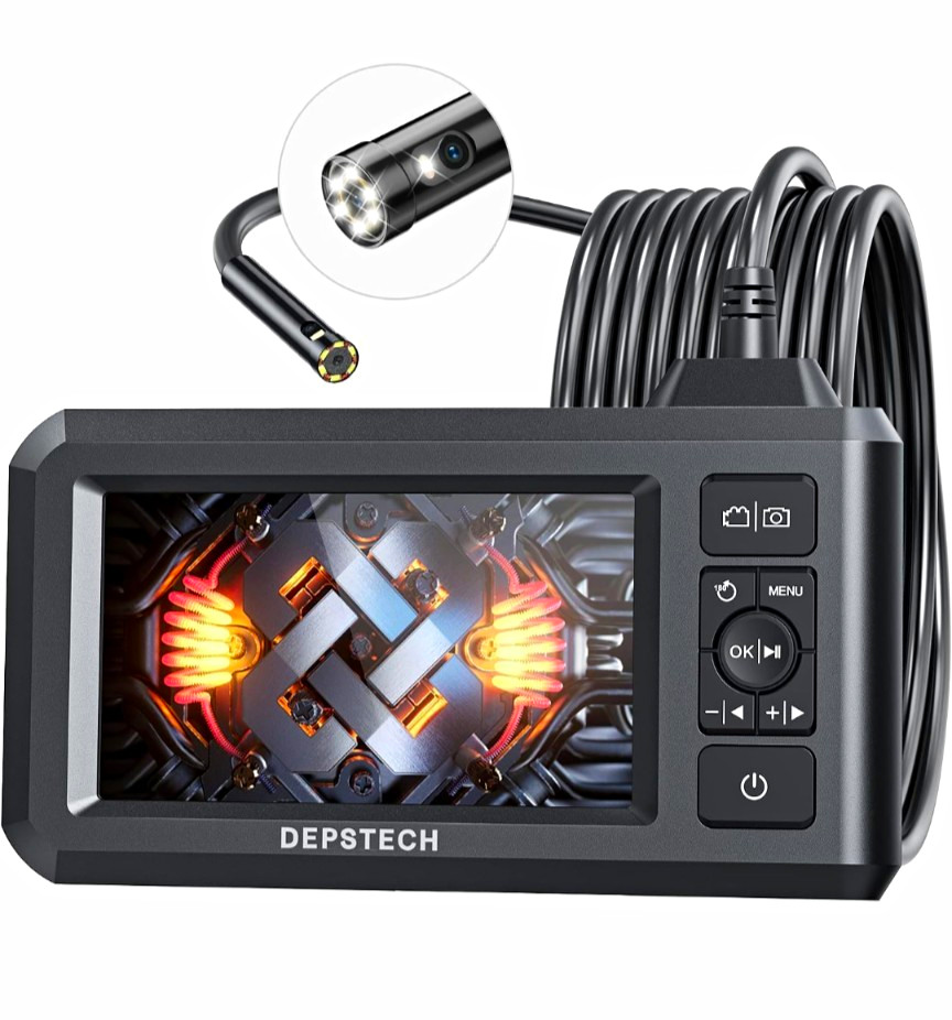 DEPSTECH Digital Inspection Borescope Camera w/ LCD Display, Semi-Rigid Shaft
