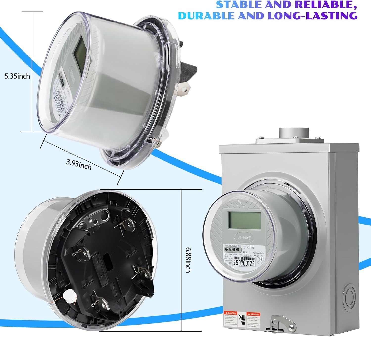 Digital Electric Meter,240V 2 Wire KWH Meter,Watt Meter, Used for RV and Home Me