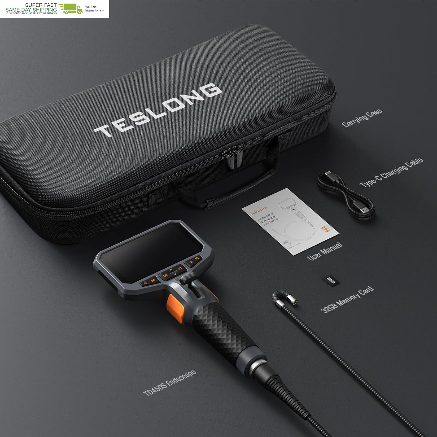 Industrial Endoscope Inspection Camera with Articulated Probe, Flexible Mechanic