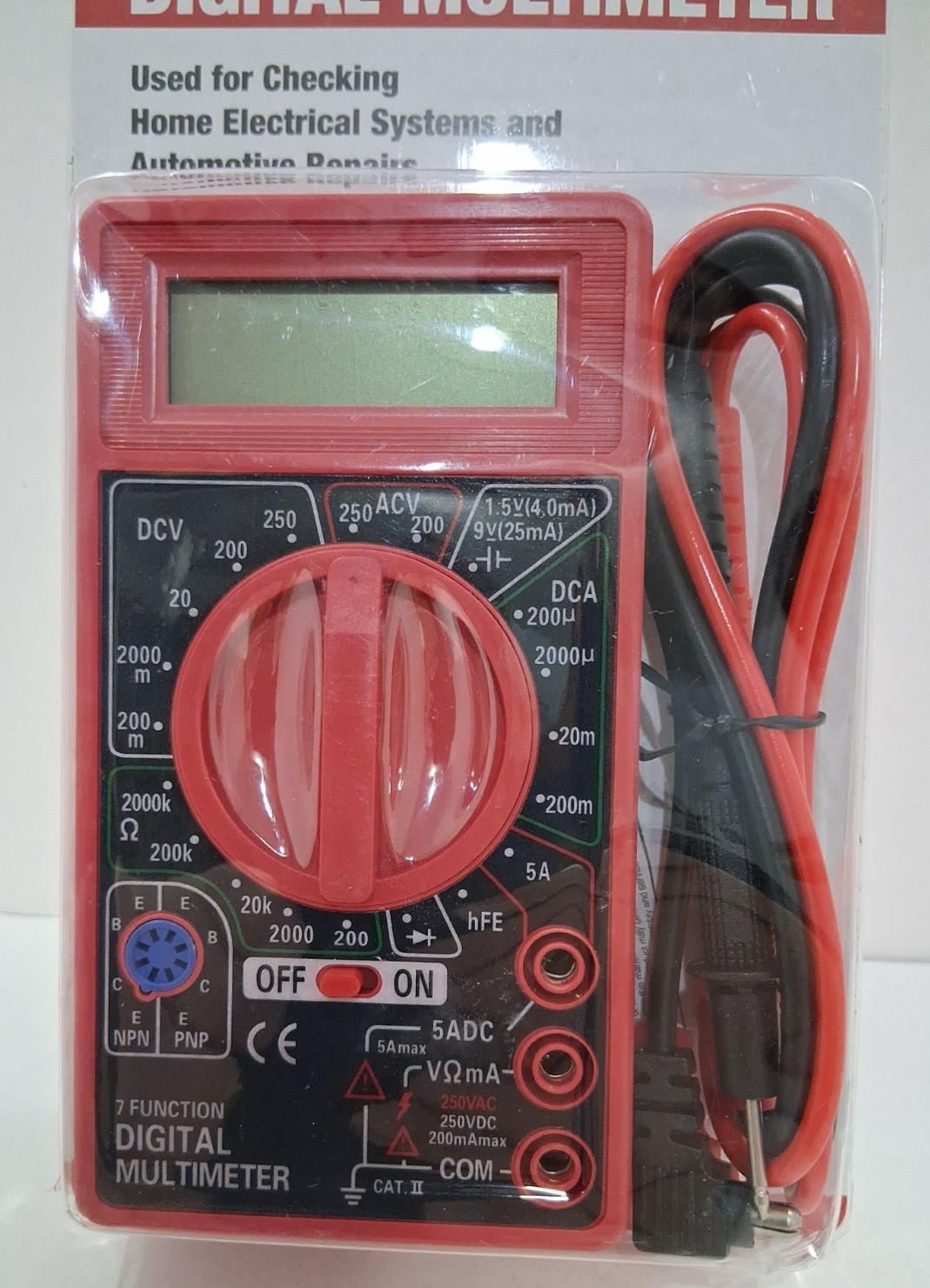 Unbranded Digital Multimeter 7 Function Test Meter New Sealed In Package