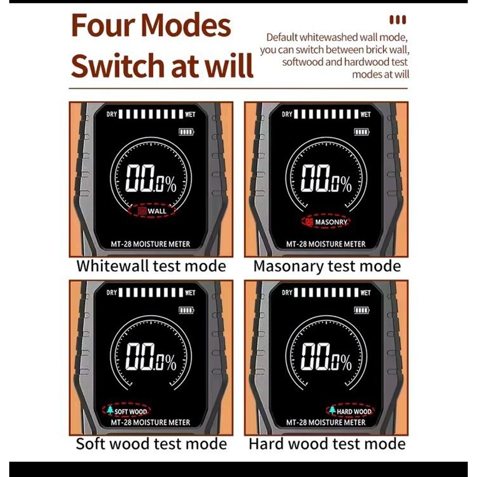 New RDINSCOS Digital Wood Moisture Meter Pinless Type
