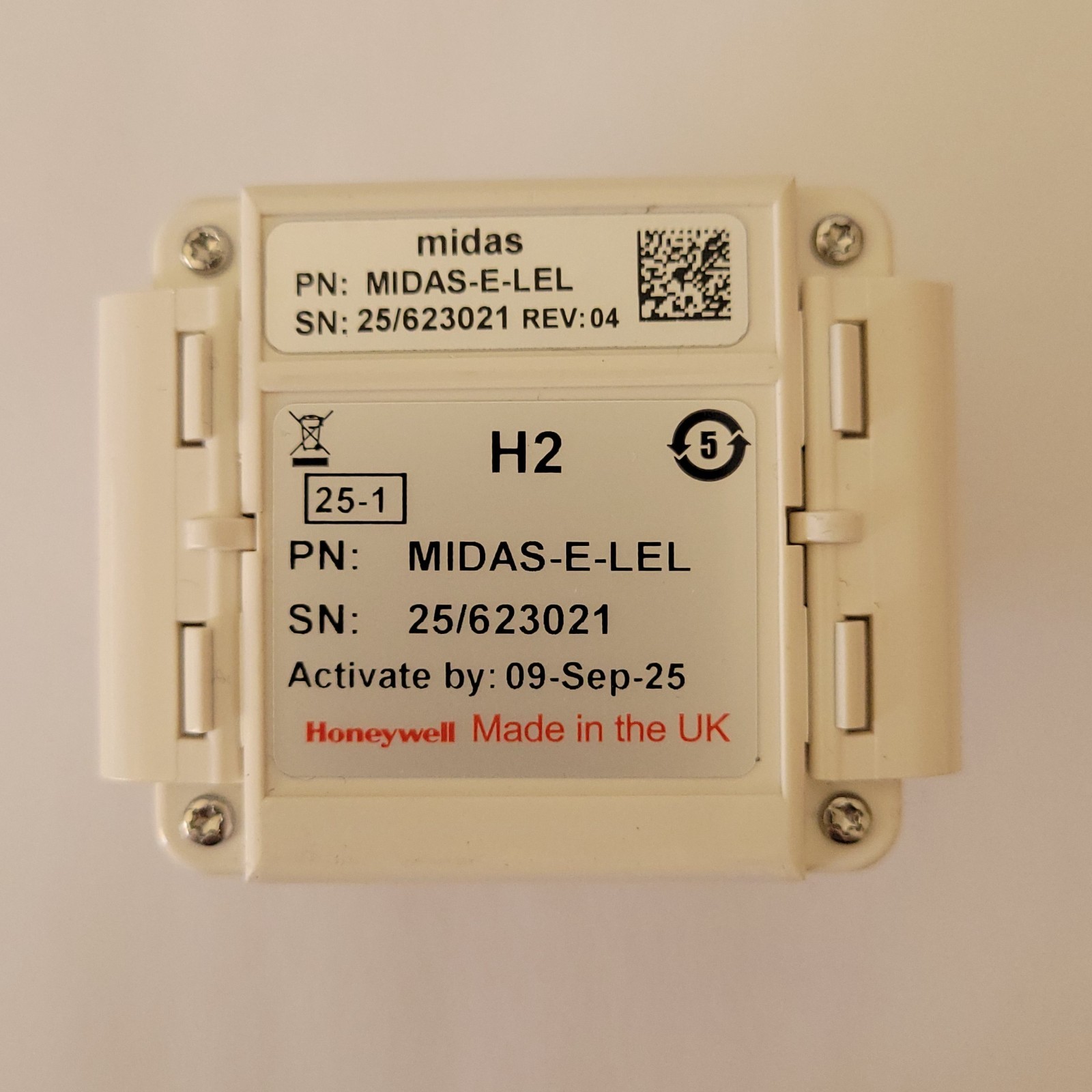 Honeywell H2 MIDAS-E-LEL Gas Detector Sensor Cartridge, 4 Years Remaining